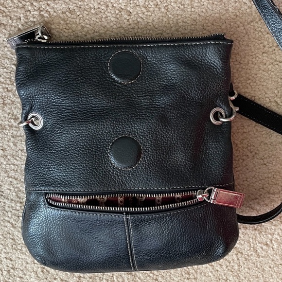 Tignanello Black Genuine Leather Crossbody Bag. Silver Hardware. - Picture 15 of 16